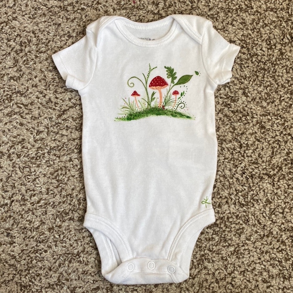 Hand painted Boho Mushroom Floral Holiday Newborn Bodysuit/Onesie